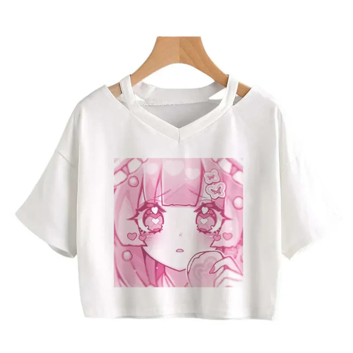 Cherry Blossom Dreams Crop Top ā Sweet Manga-Inspired Pink Tee