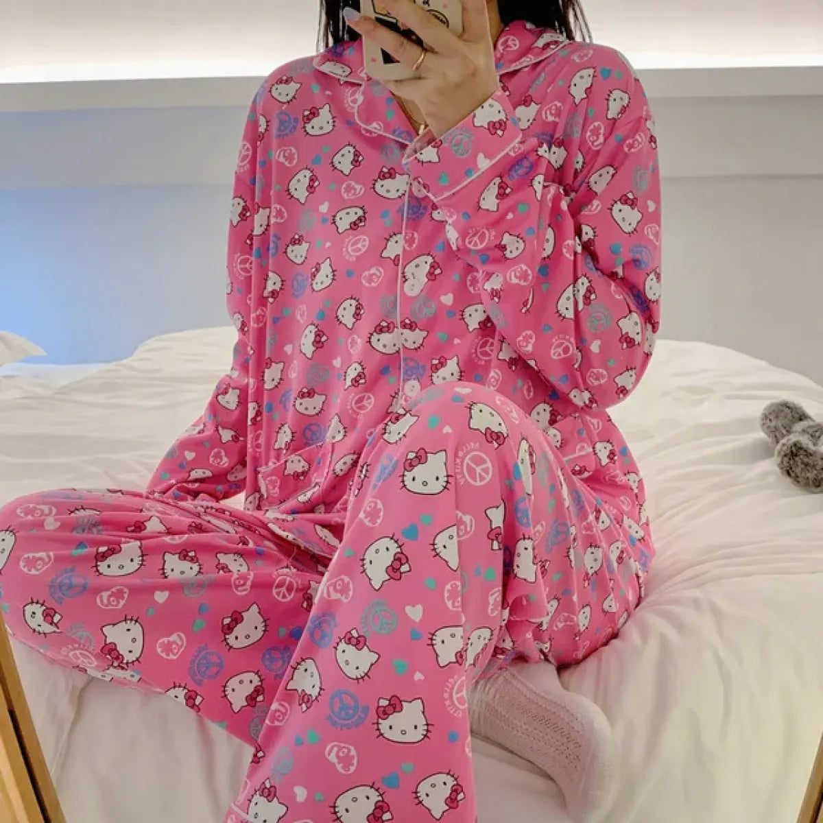 Hello Kitty Kuromi My Melody Cinnamoroll Flannel Pajamas