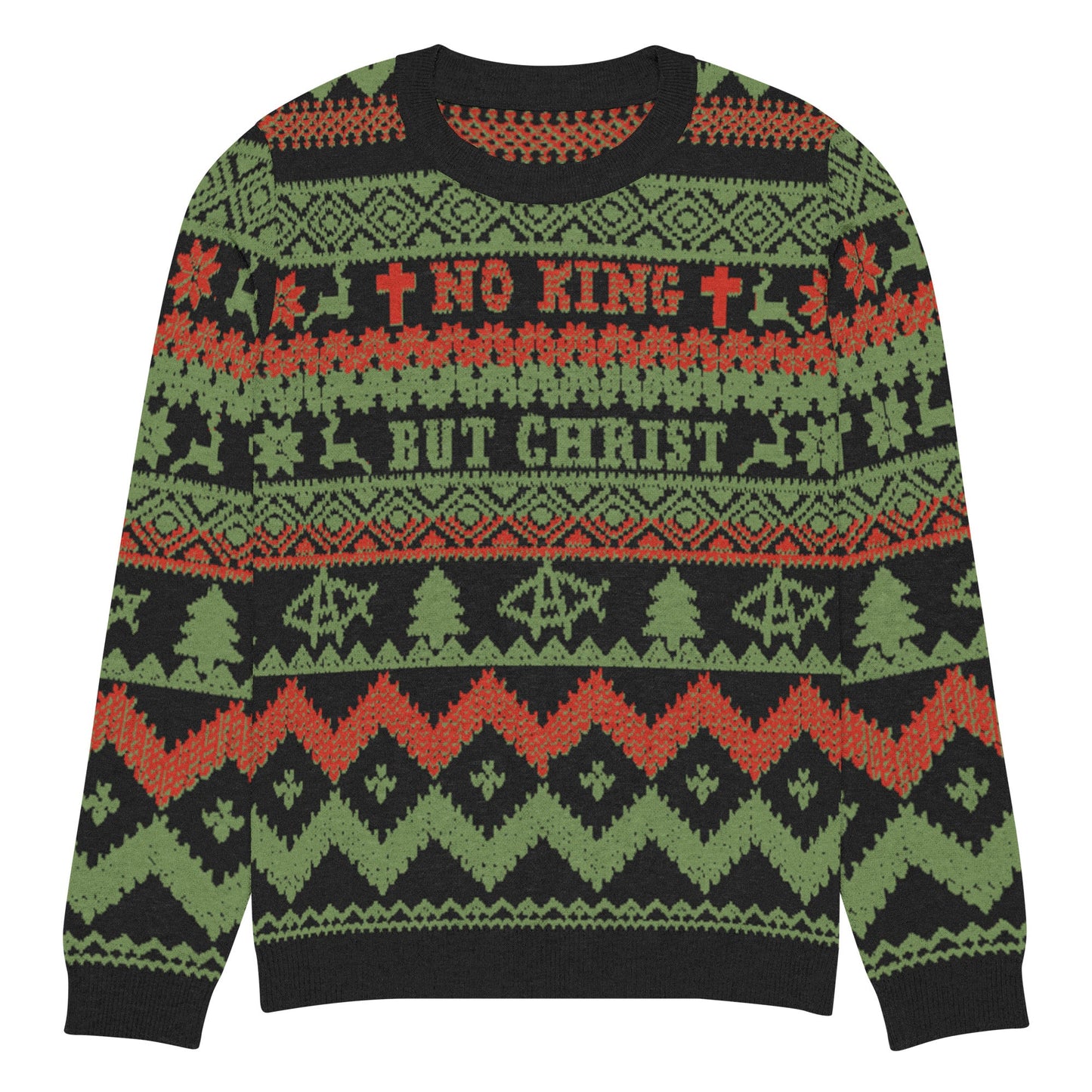 AnarchoChristian No King but Christ Knitted Ugly Christmas Sweater