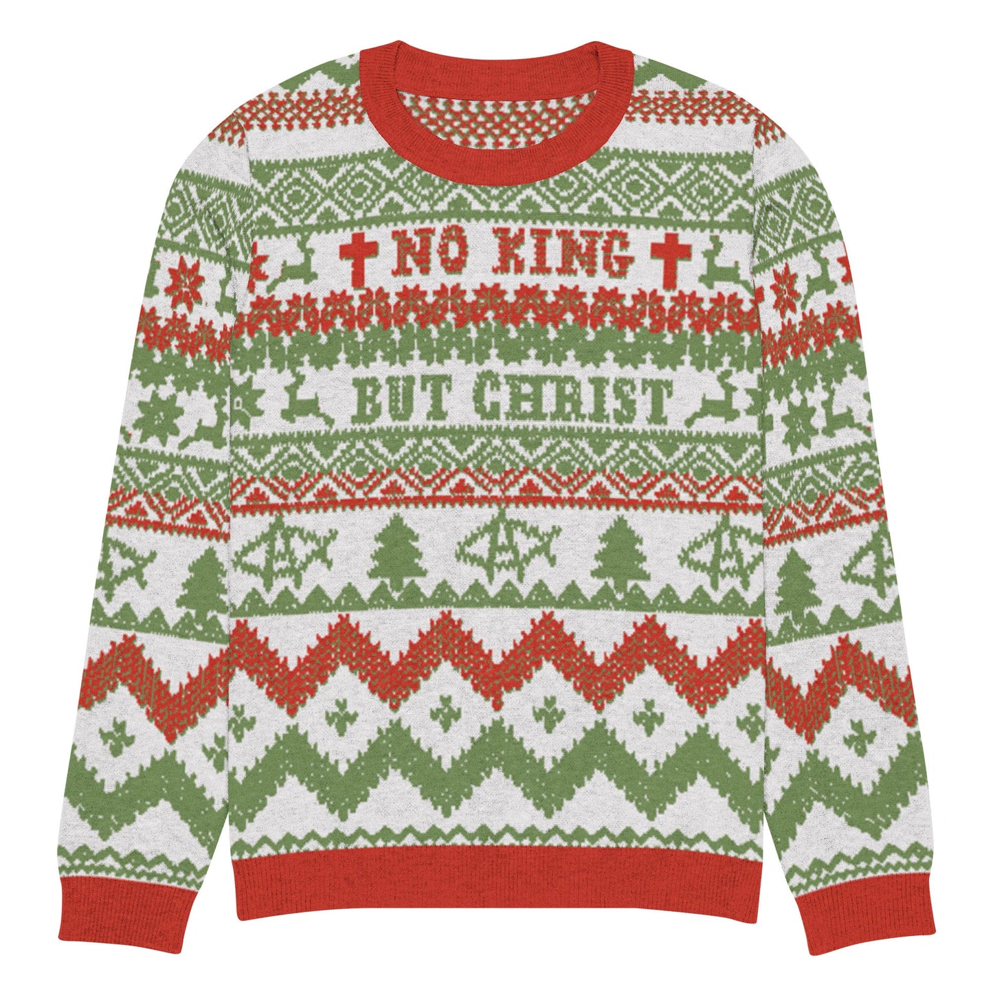 AnarchoChristian No King but Christ Knitted Ugly Christmas Sweater