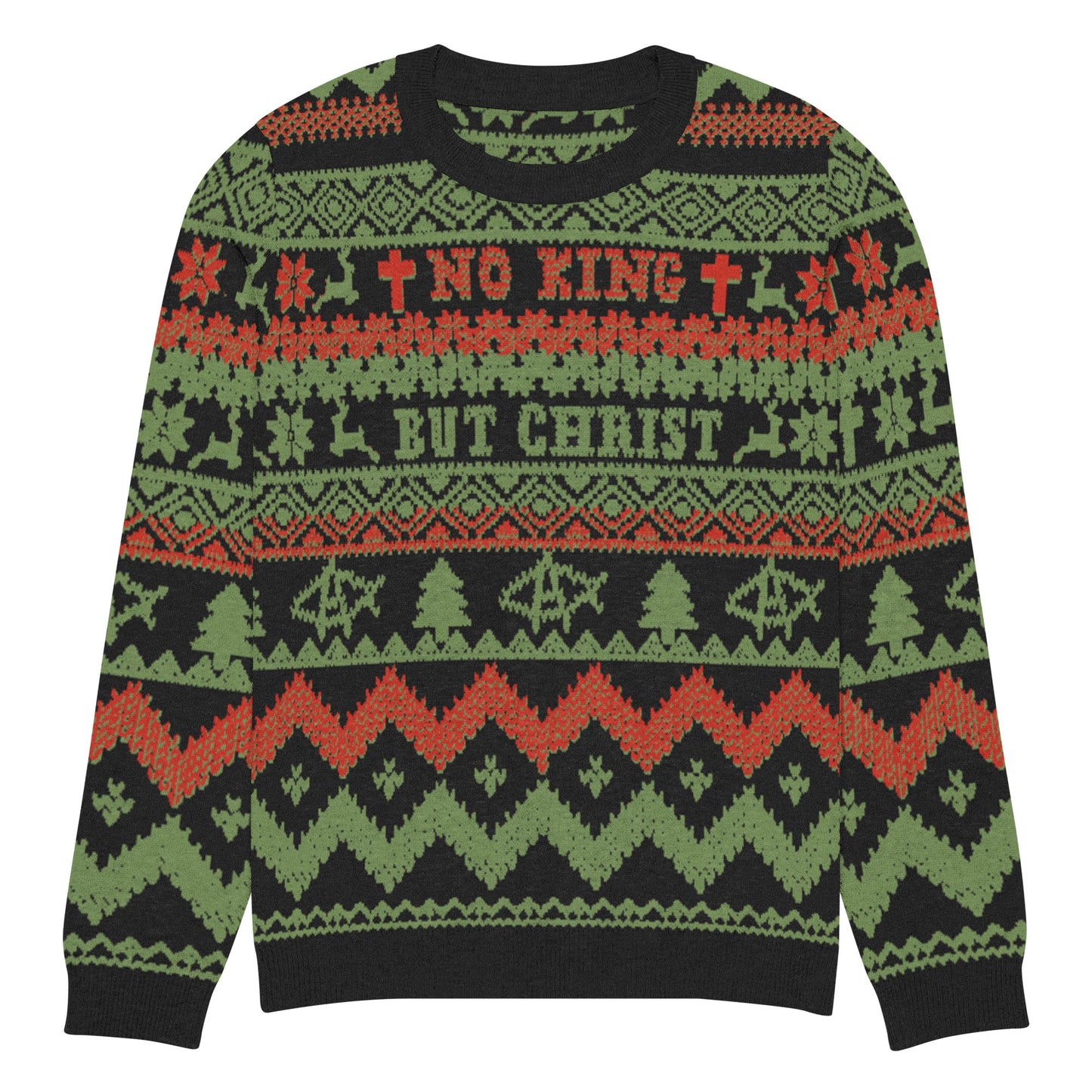 AnarchoChristian No King but Christ Knitted Ugly Christmas Sweater