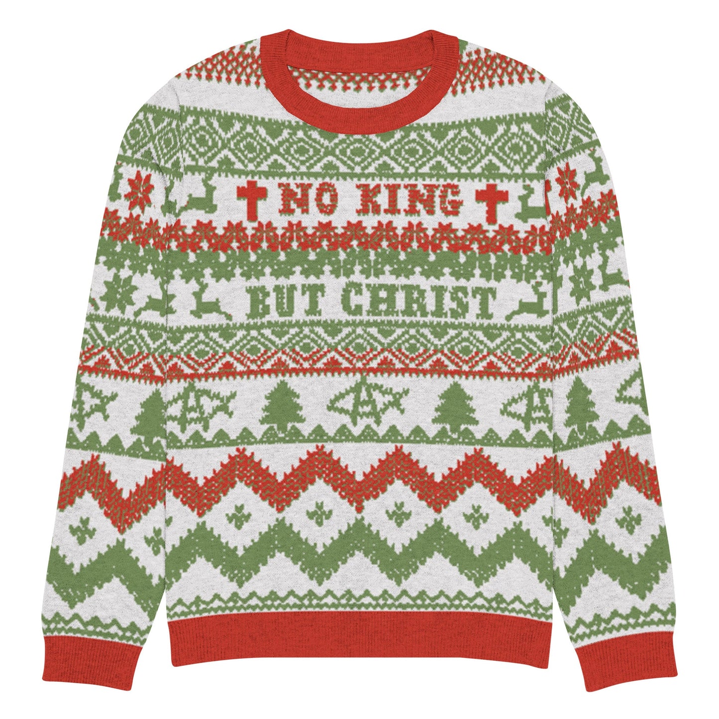 AnarchoChristian No King but Christ Knitted Ugly Christmas Sweater