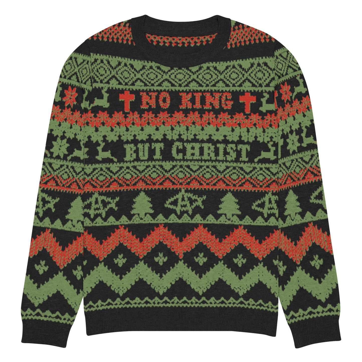 AnarchoChristian No King but Christ Knitted Ugly Christmas Sweater