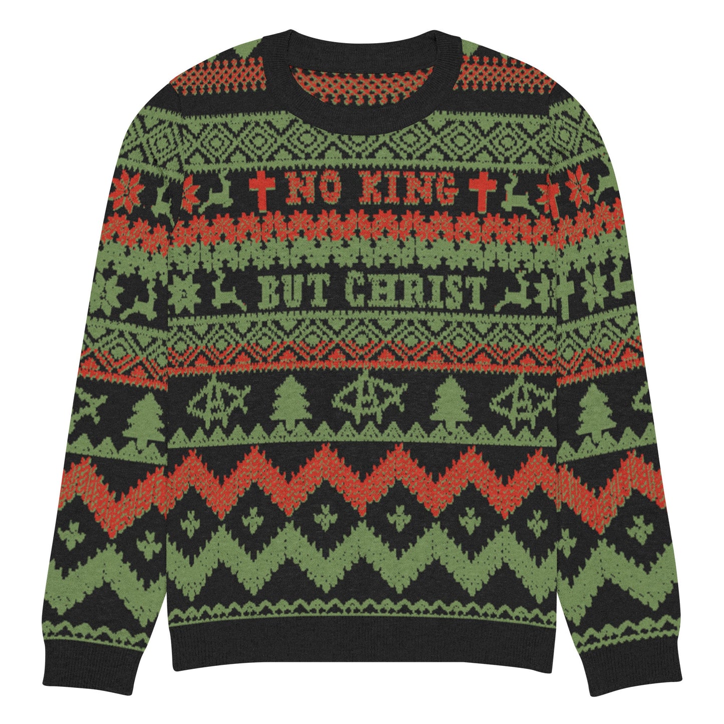 AnarchoChristian No King but Christ Knitted Ugly Christmas Sweater