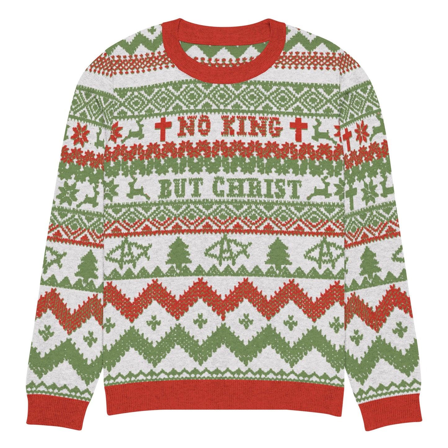 AnarchoChristian No King but Christ Knitted Ugly Christmas Sweater