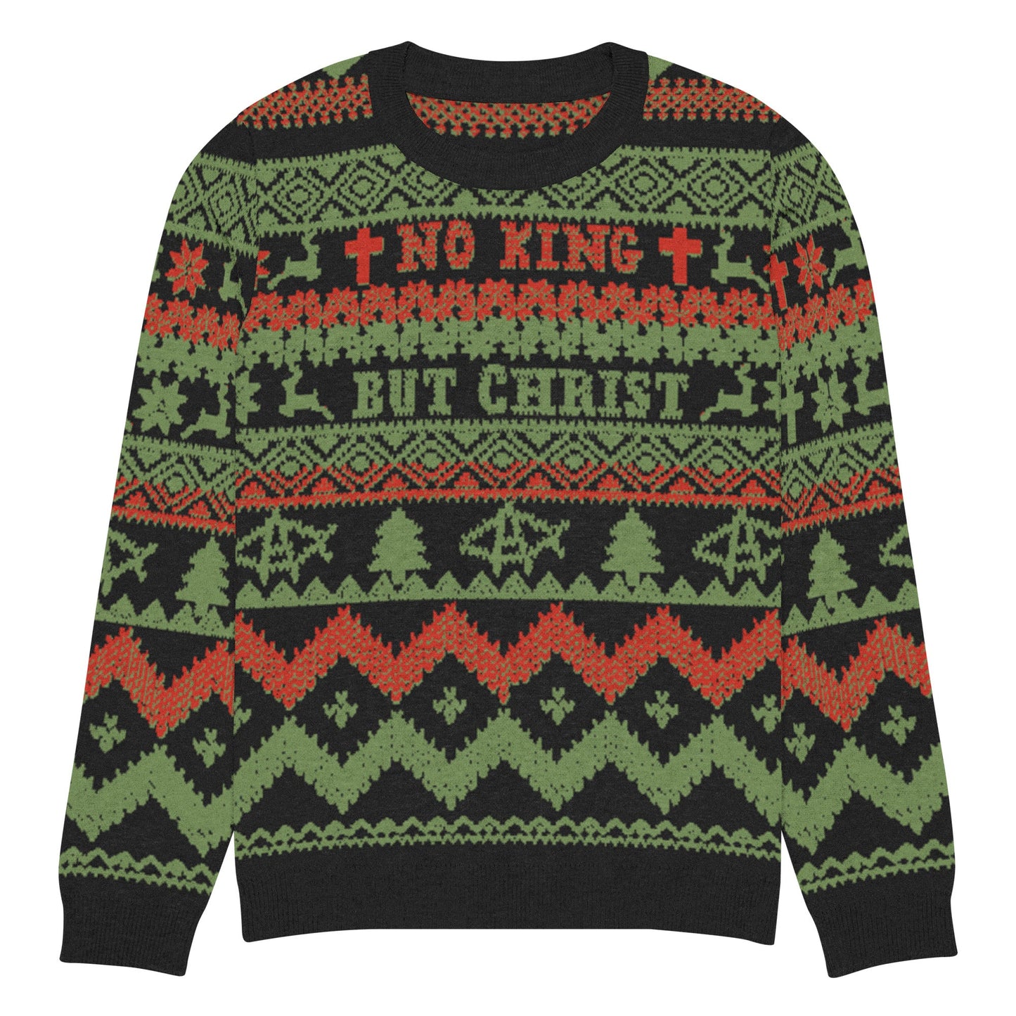 AnarchoChristian No King but Christ Knitted Ugly Christmas Sweater