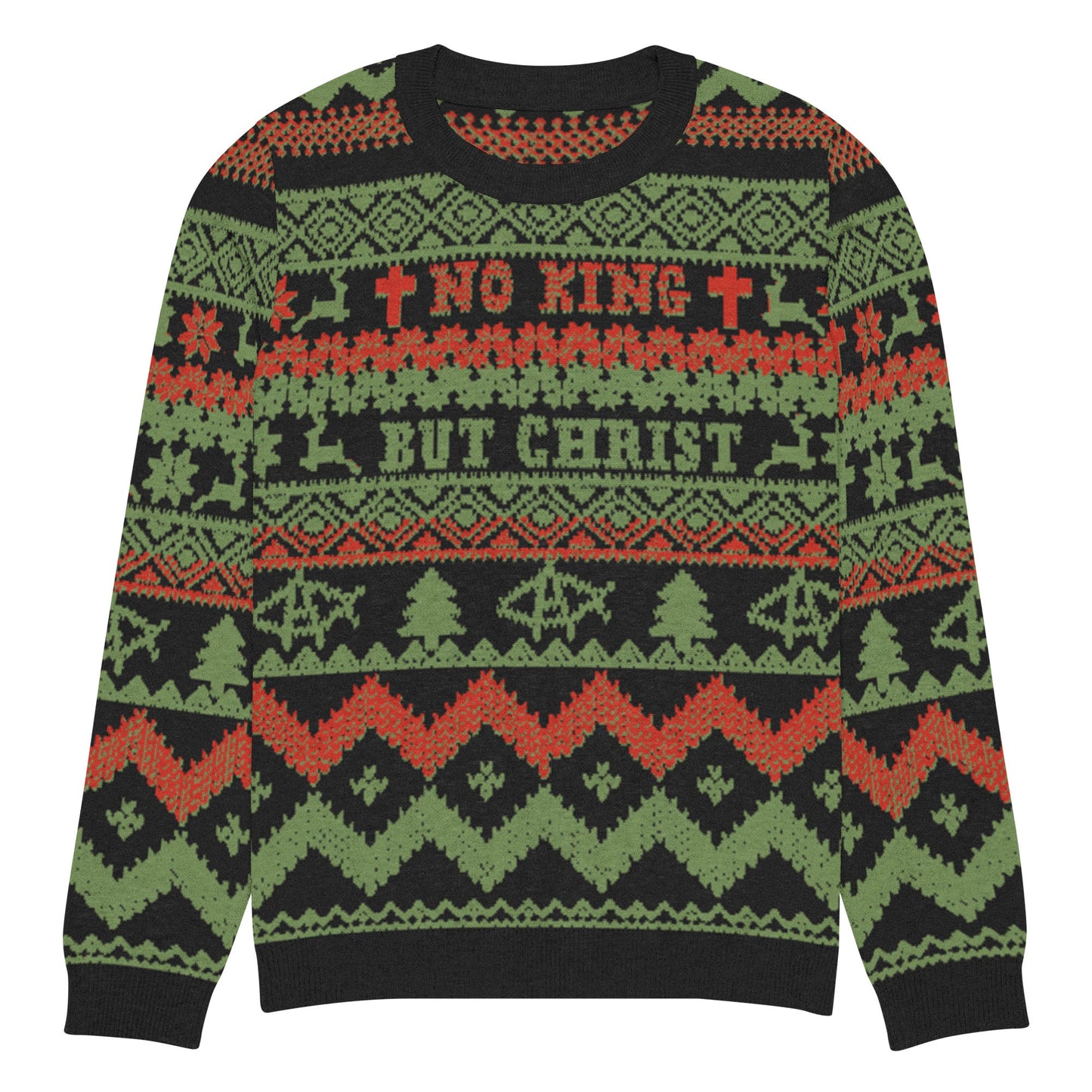 AnarchoChristian No King but Christ Knitted Ugly Christmas Sweater