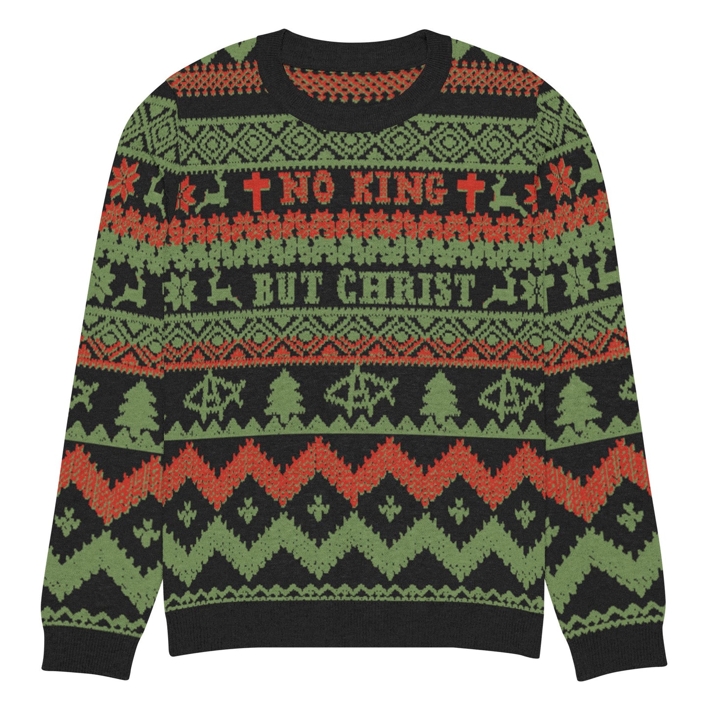 AnarchoChristian No King but Christ Knitted Ugly Christmas Sweater