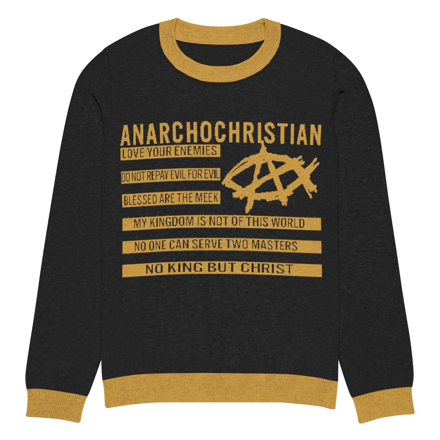 AnarchoChristian No King but Christ Knitted Ugly Christmas Sweater