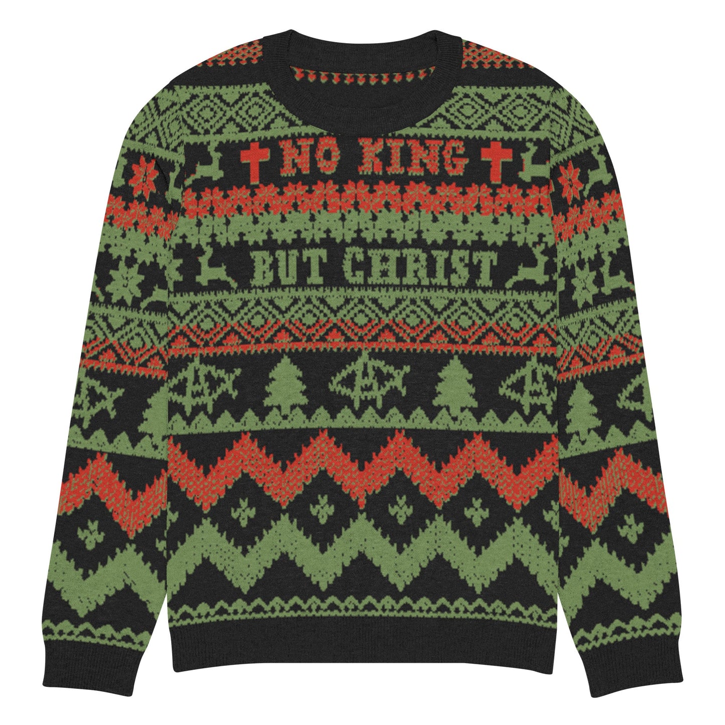 AnarchoChristian No King but Christ Knitted Ugly Christmas Sweater
