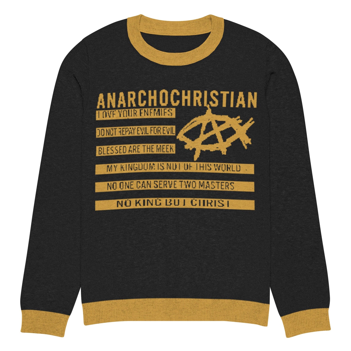 AnarchoChristian No King but Christ Knitted Ugly Christmas Sweater