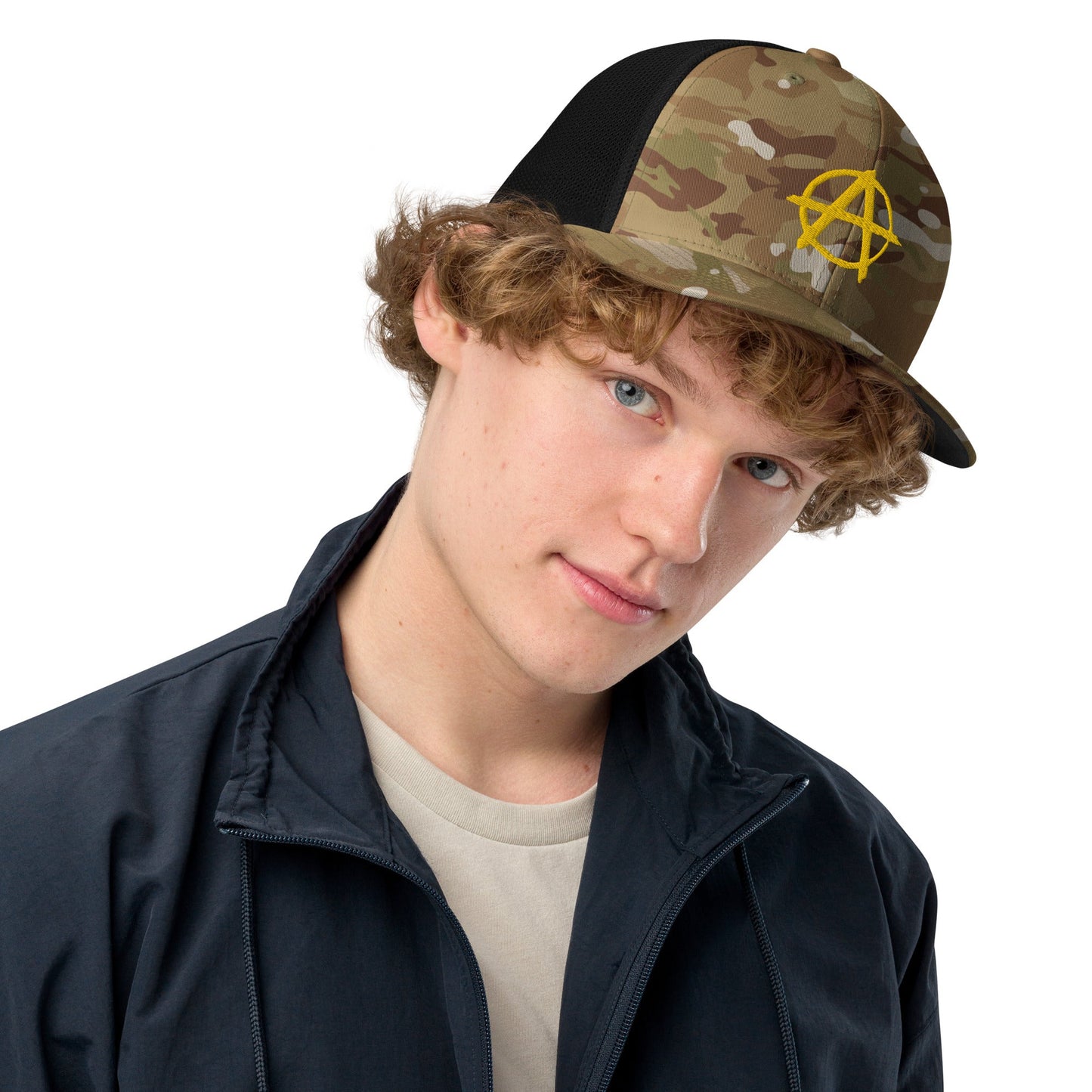 Ancap Anarchy Anarchocapitalism Black & Yellow Closed-back trucker cap