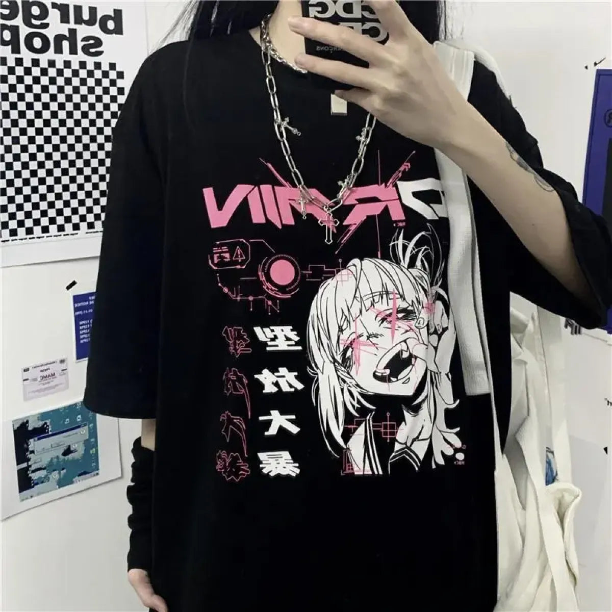 Cyber Pop Fantasy Tee β Vibrant Neon Anime Streetwear Shirt