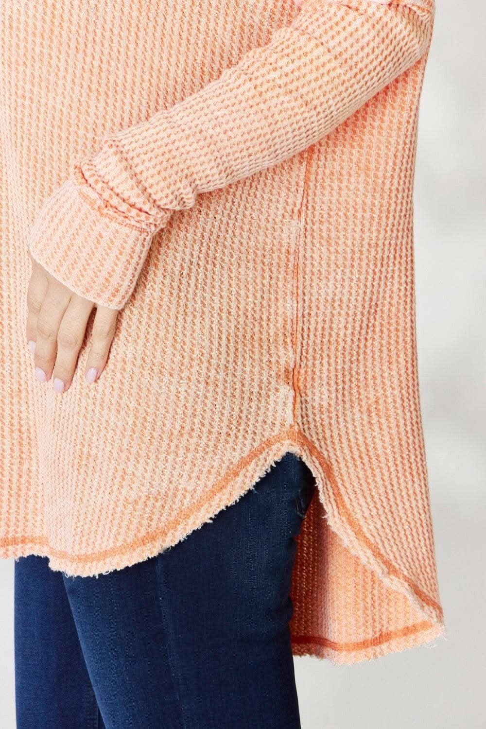 Chic oversized waffle top by Zenana