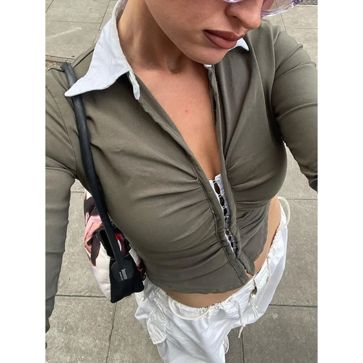 Deep V Crop Top and Hook Closures