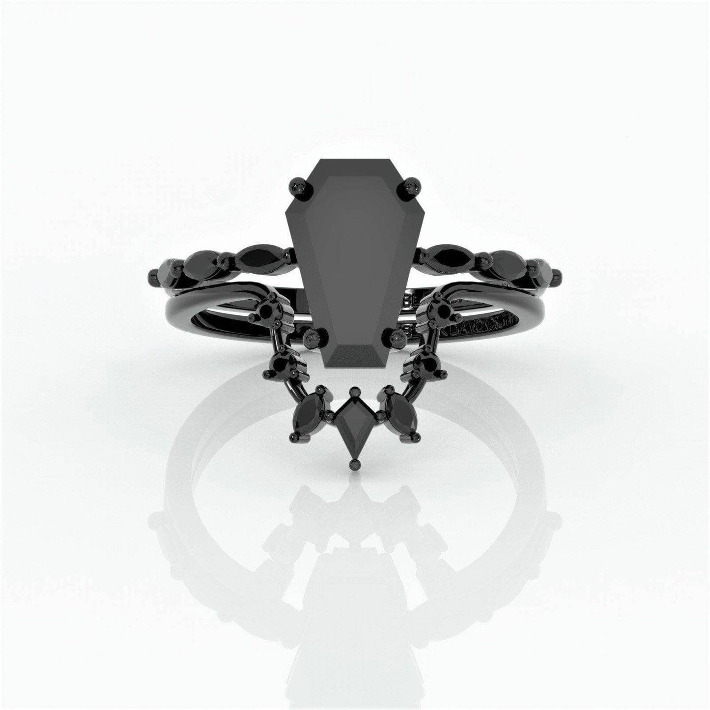 Devoted To You- Limited Coffin Cut Diamond Gothic Ring Set