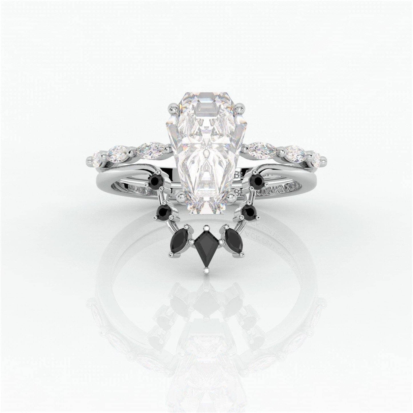 Devoted To You- Limited Coffin Cut Diamond Gothic Ring Set