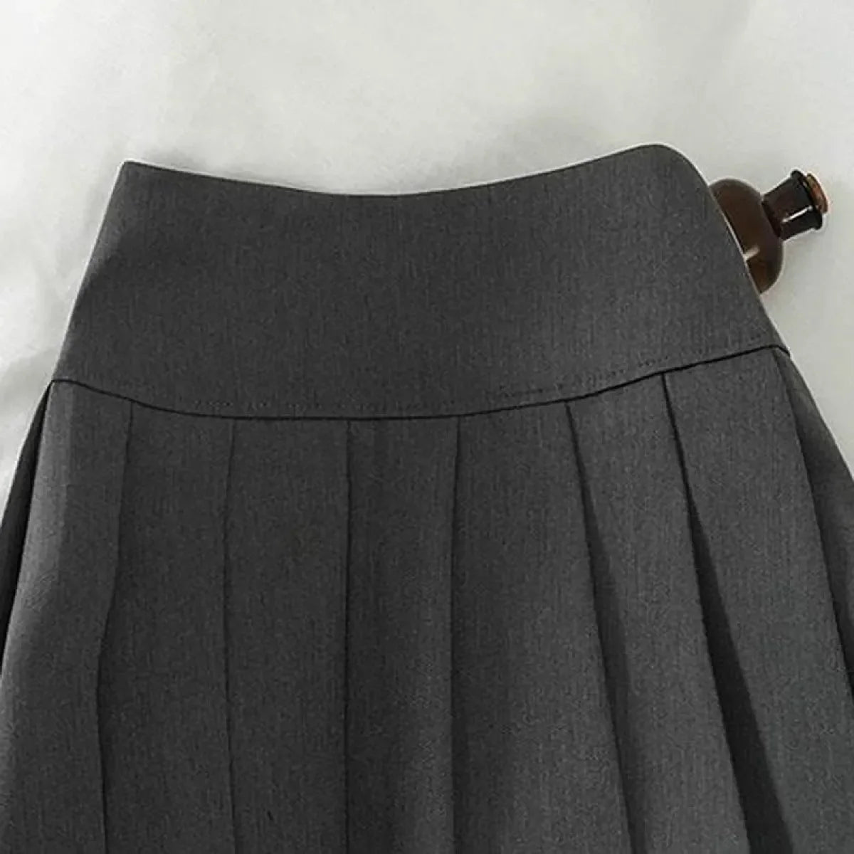 Harajuku Double Belt Pleated Tennis Skirt (Grey/Black)