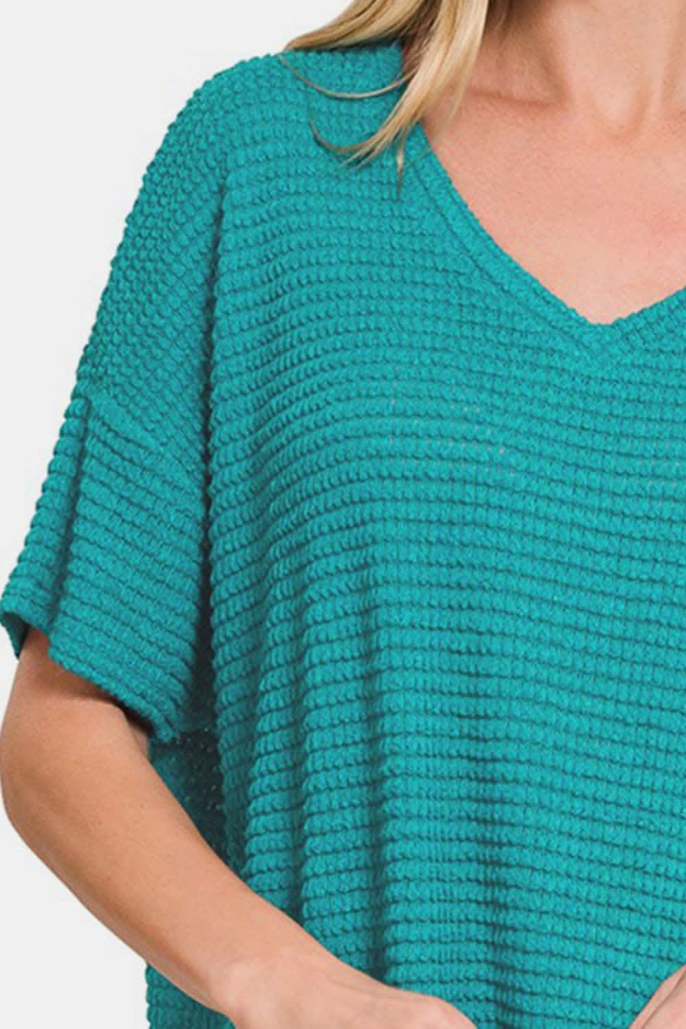 Zenana jacquard knit drop shoulder top