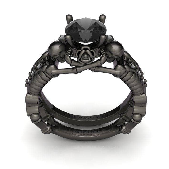 Eternal Adoration- 1.5 Carat Black Diamond Gothic Ring Set