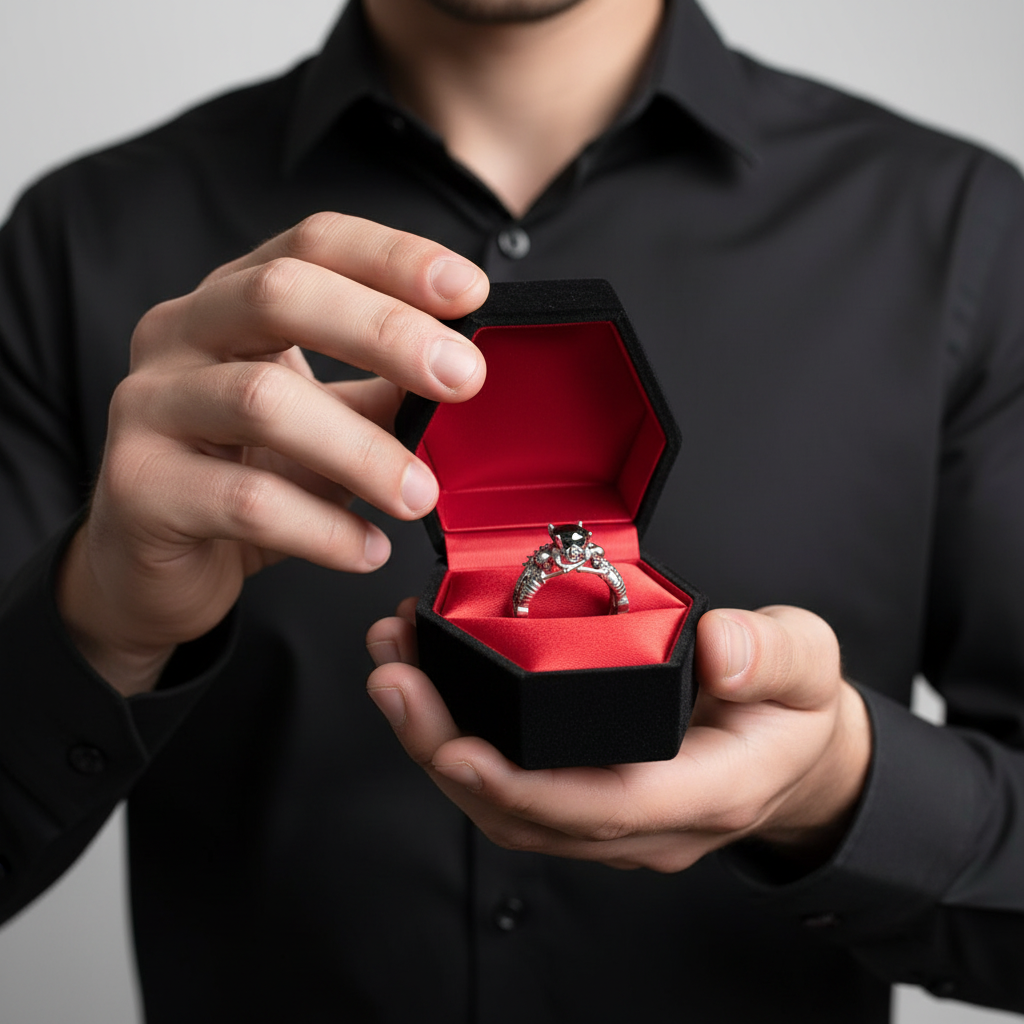 Eternal Adoration- 1.5 Carat Black Diamond Gothic Ring Set