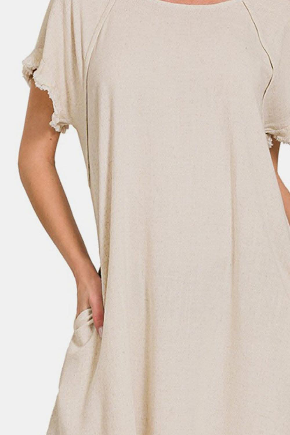 Fringe High-Low Dress with Pockets for Effortless Style