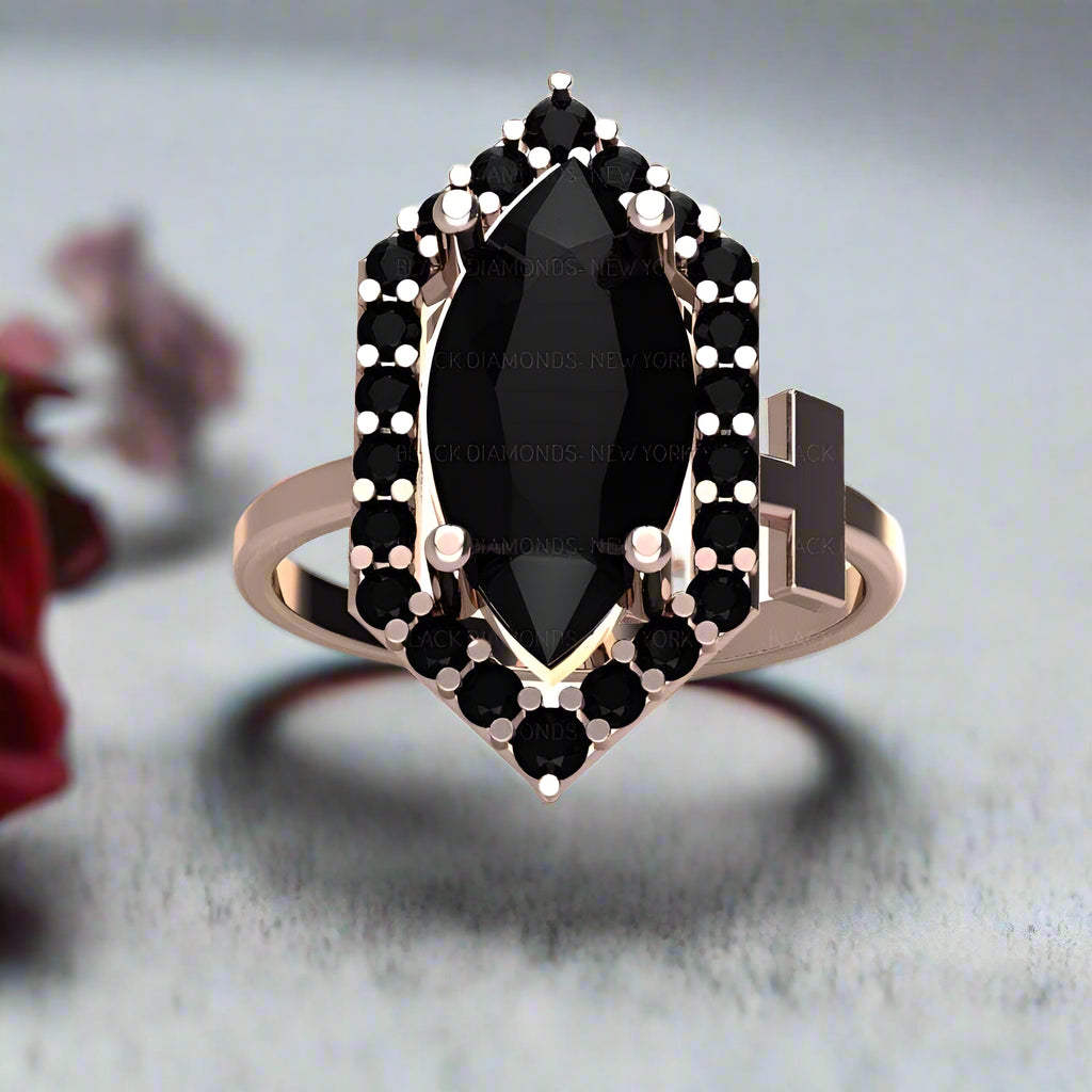 Fate- 1 Carat Black Diamond Victorian Gothic Ring