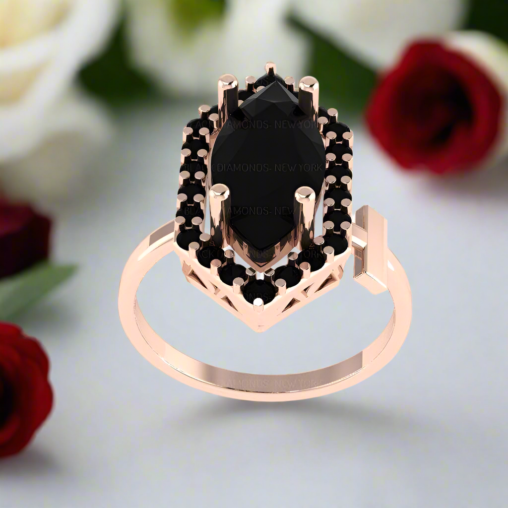 Fate- 1 Carat Black Diamond Victorian Gothic Ring