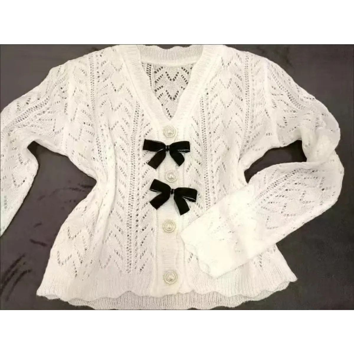 Knit Bow Cardigan – French Elegant Y2K Aesthetic