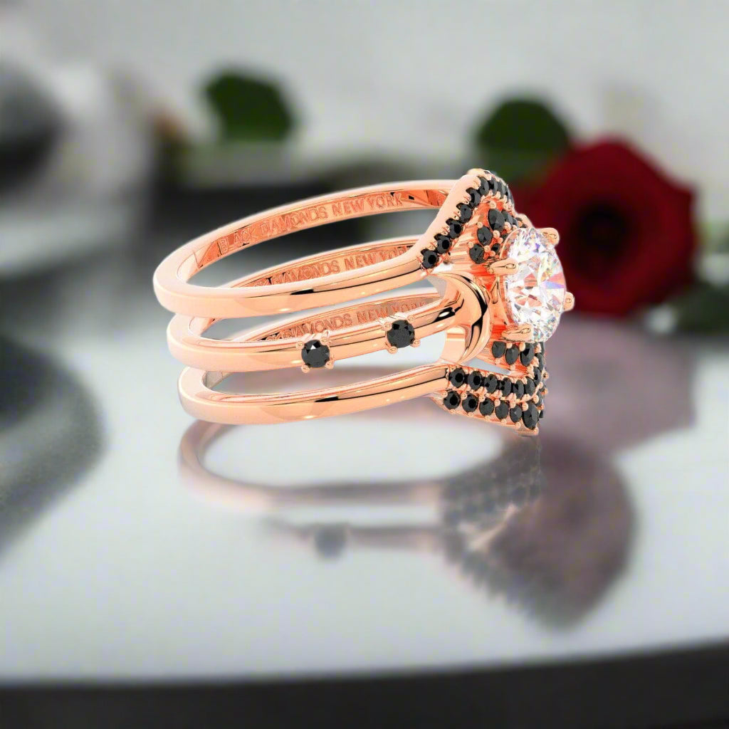 Full Moon- Radiant Celestial Moon Round Created Diamond Gothic Engagement Ring