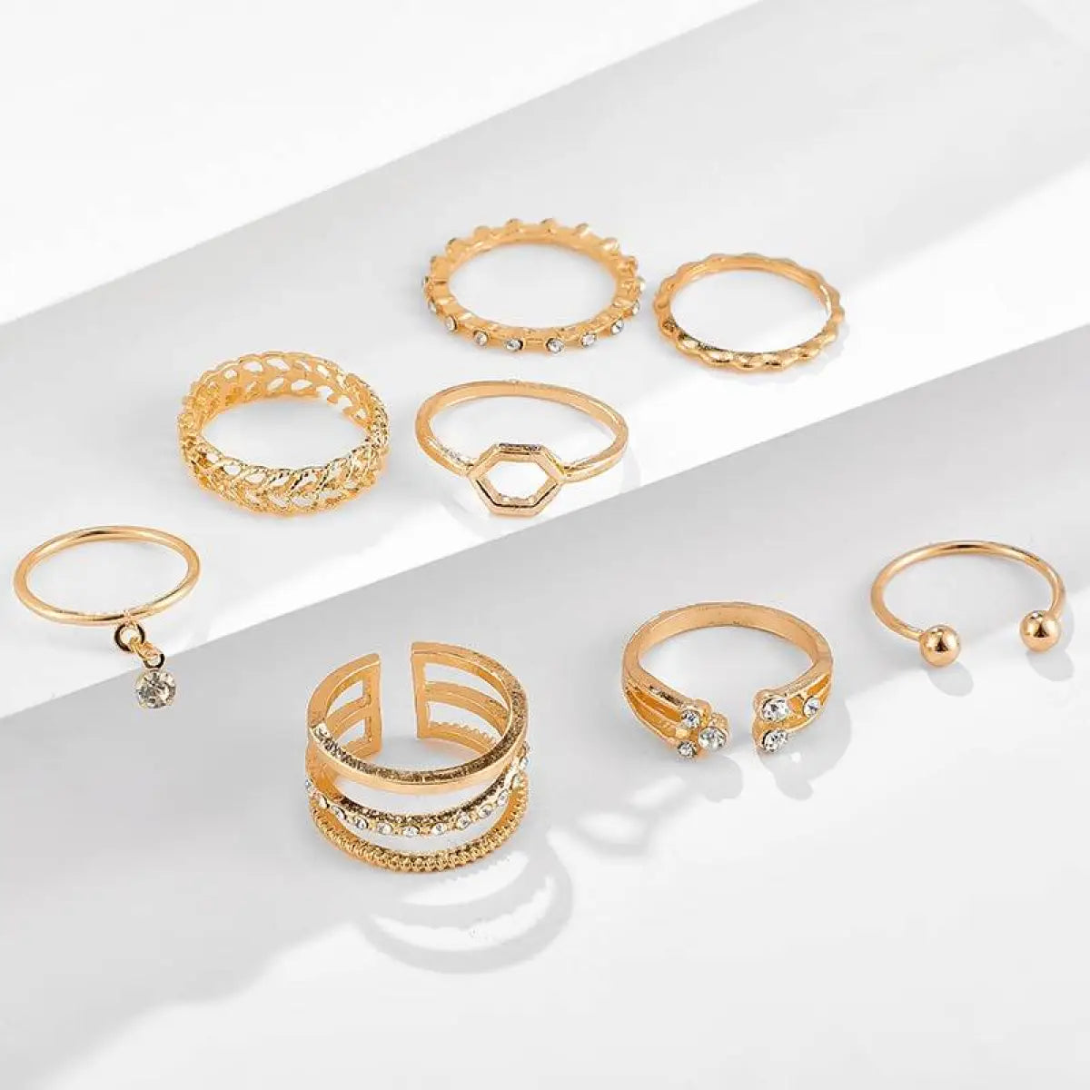 Geometric Patterned Rings Set