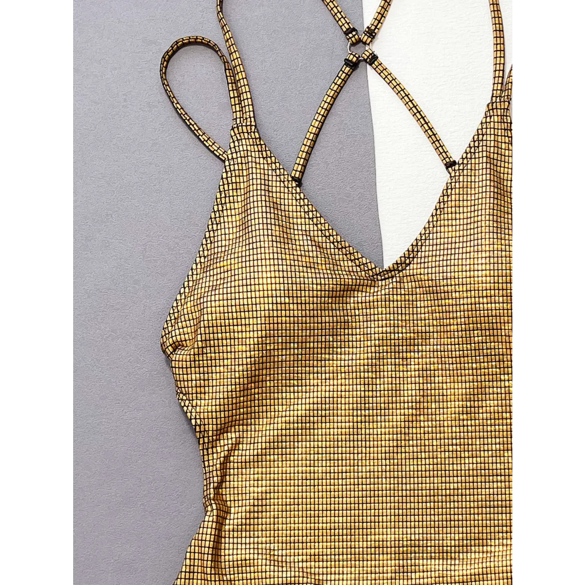 Glitter Sequin One-Piece Swimsuit – Crisscross Back Swimwear