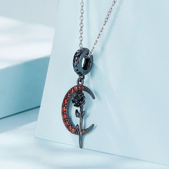 Gothic Black Moon Rose & Butterfly Charm Series