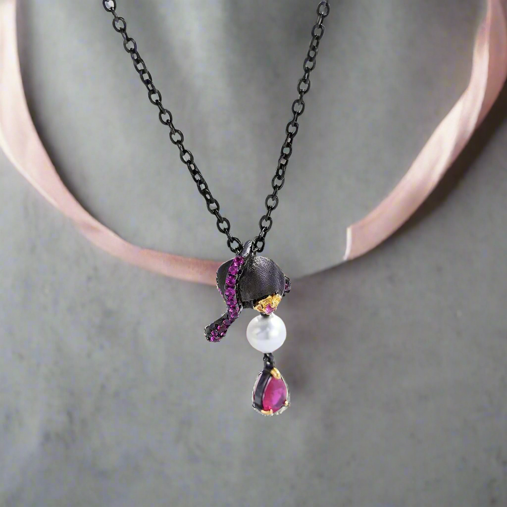 Gothic Skull with Freshwater Pearl Necklace