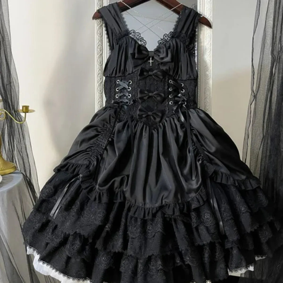 Gothic Victorian Lolita Dress - Punk Lace & Bow