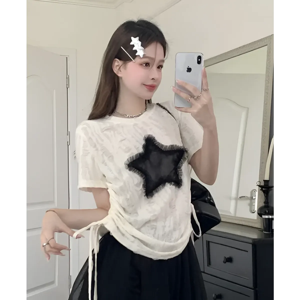 Grunge Star Print Distressed T-Shirt