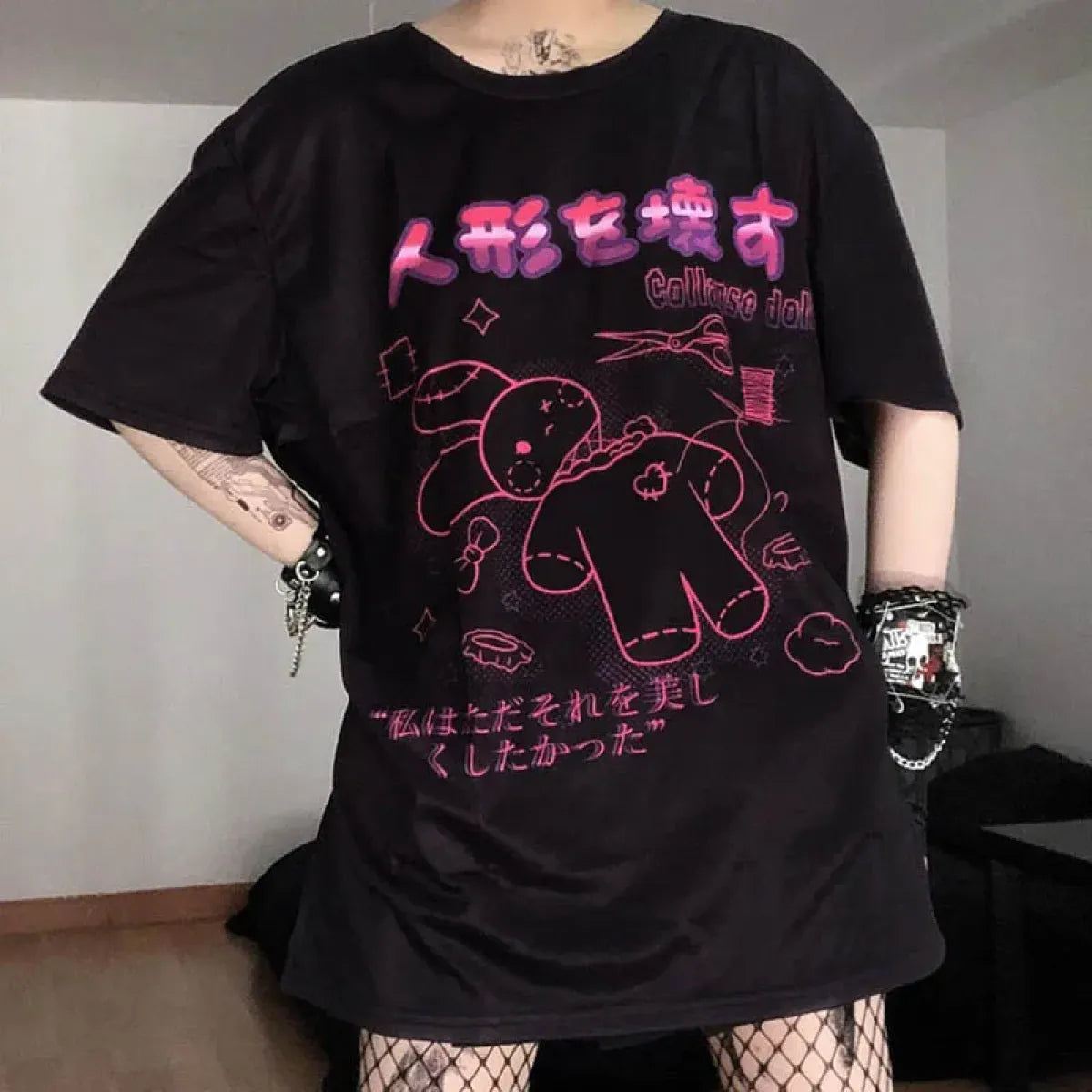 Harajuku Hopper Tee β Cyberpunk Bunny Graphic Crop Top
