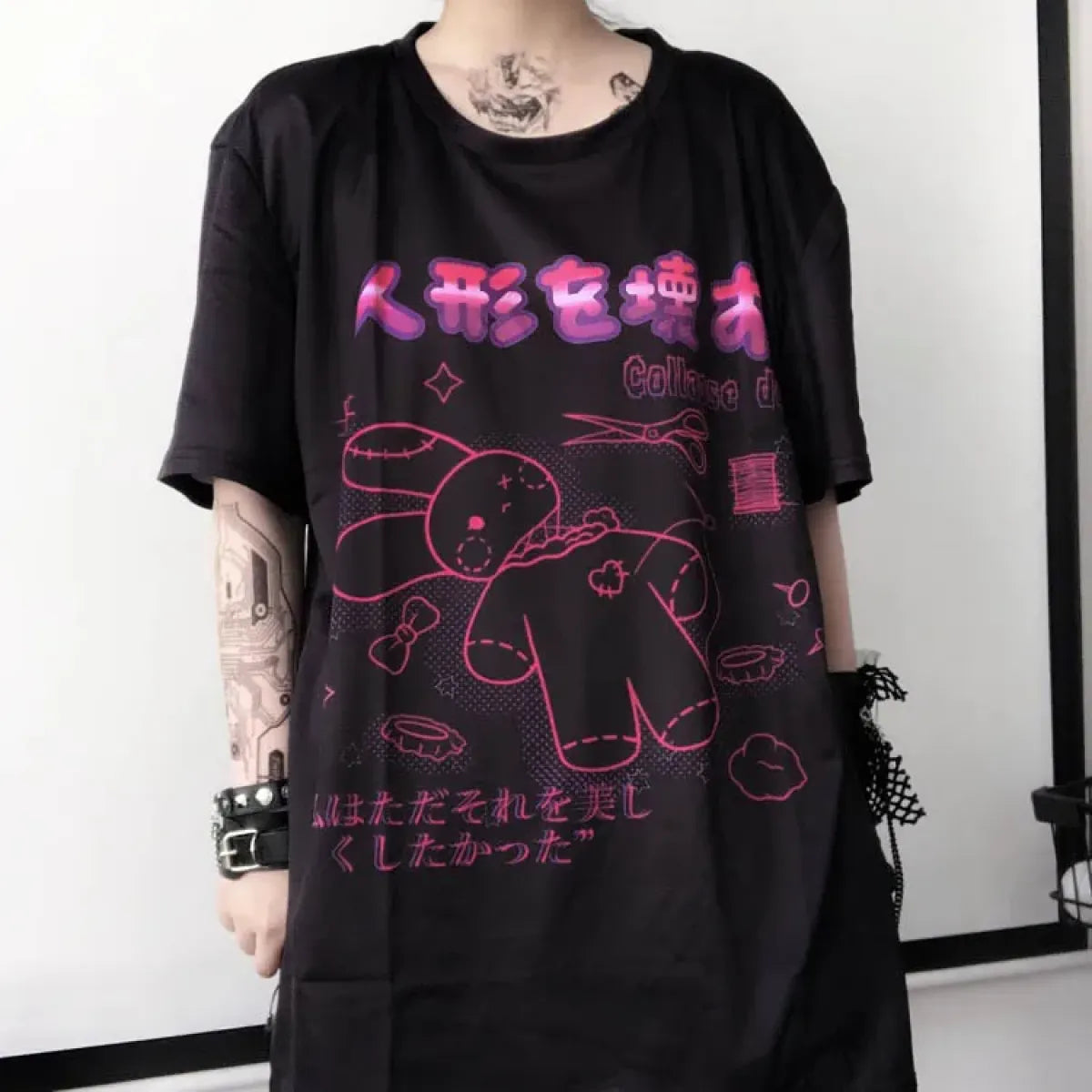 Harajuku Hopper Tee β Cyberpunk Bunny Graphic Crop Top