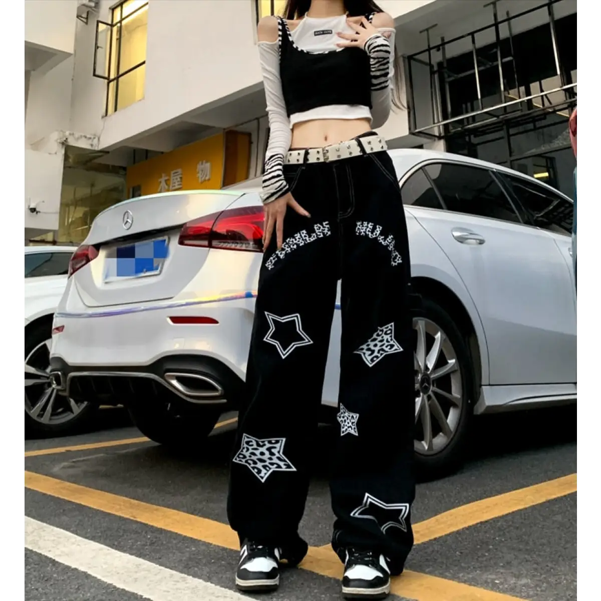 Harajuku-Inspired Retro Star Print Trousers