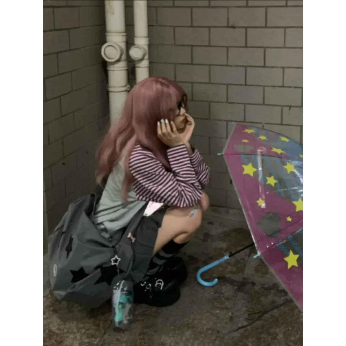 Harajuku Stripe Panda T-shirt - E-girl Kawaii Graphic Tee