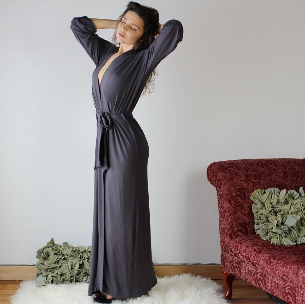 Womens Full Length Robe with long sleeves