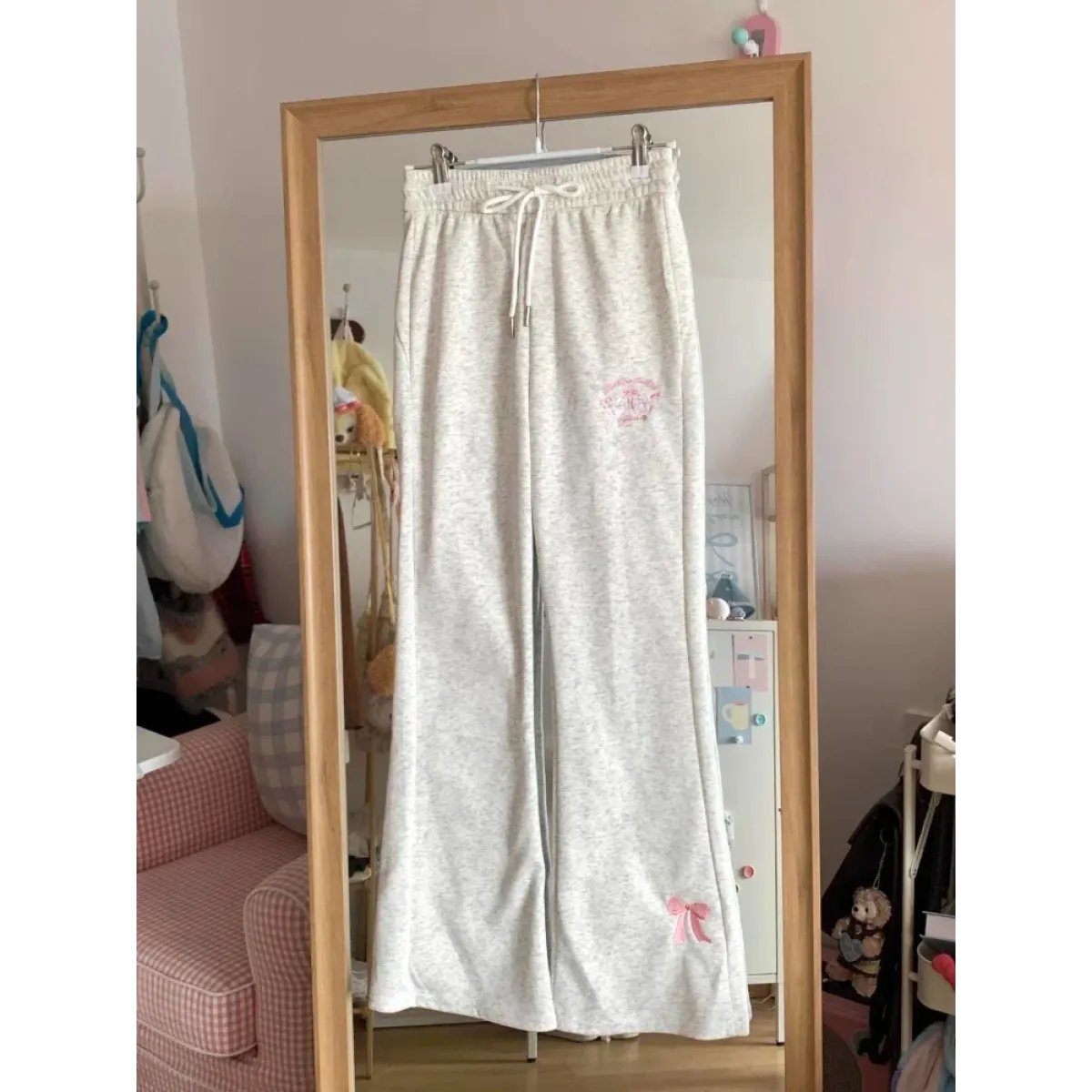 Flare Sweatpants – Kawaii High Waist Embroidered Trousers