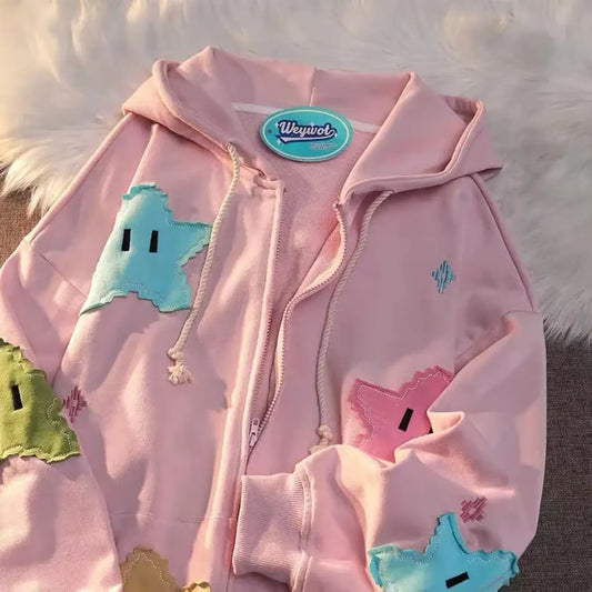 Oversized Kawaii Stars Hoodie