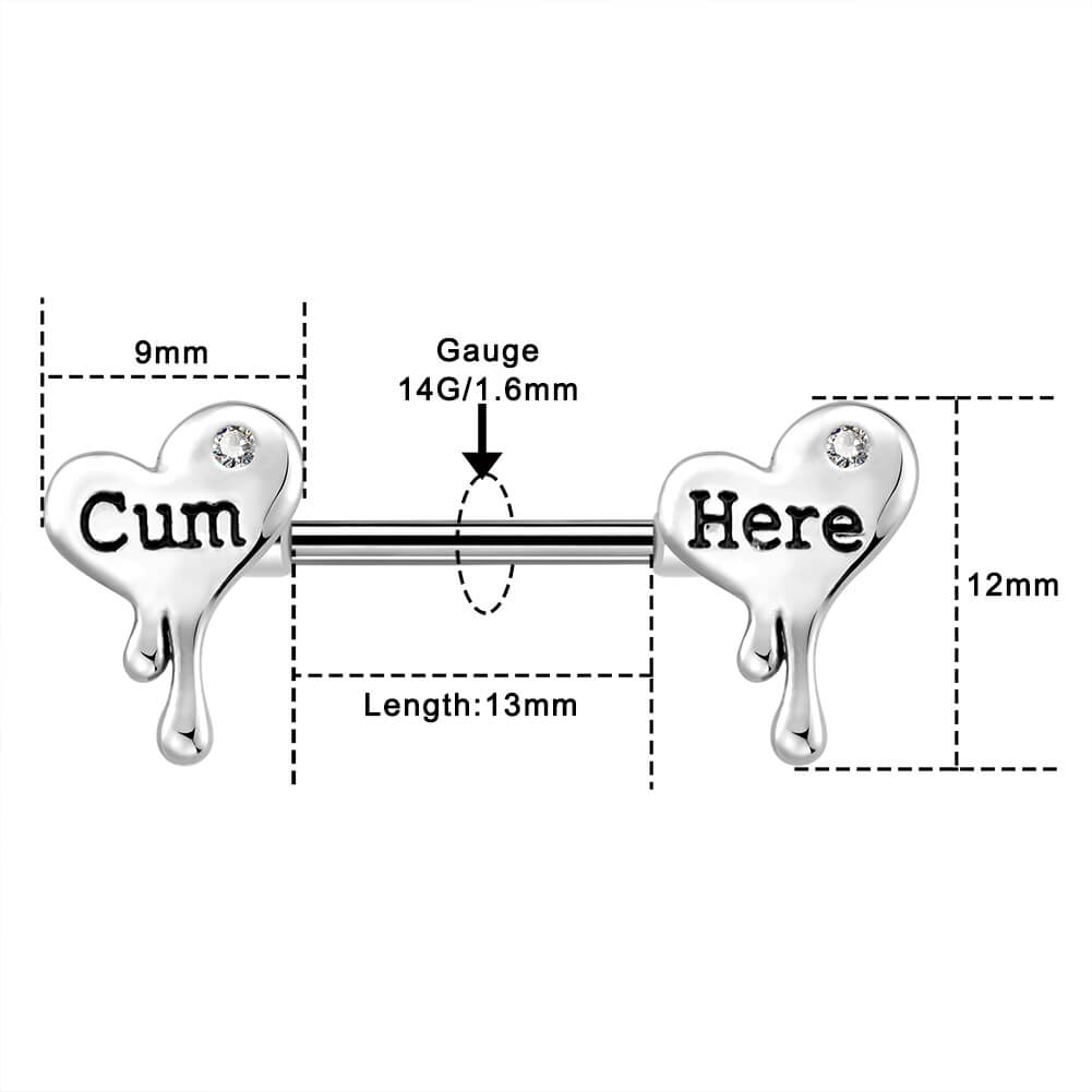 2Pcs Melting Heart and Letter Nipple Rings Pack