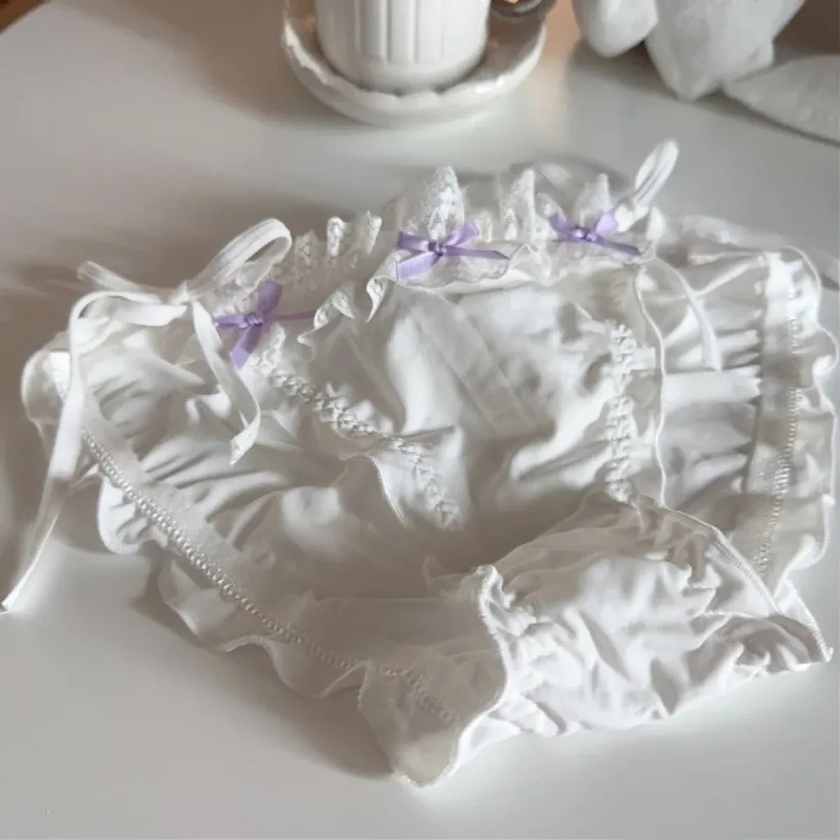 Lolita Ruffle Lace-Up Panties – Cute Low Waist Cotton Briefs