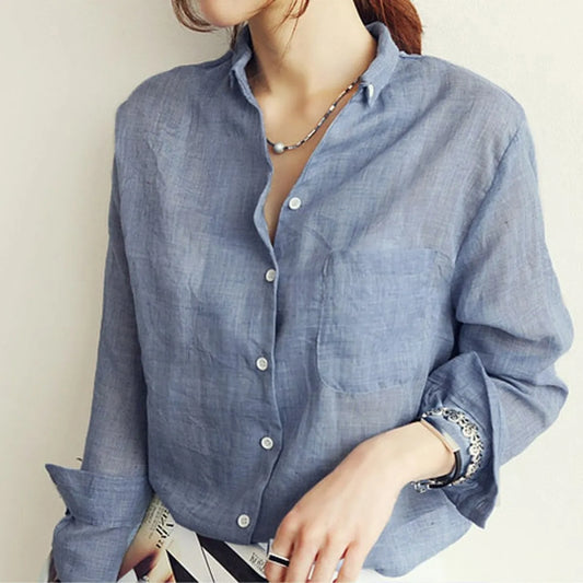 Long Sleeve Linen Blouse