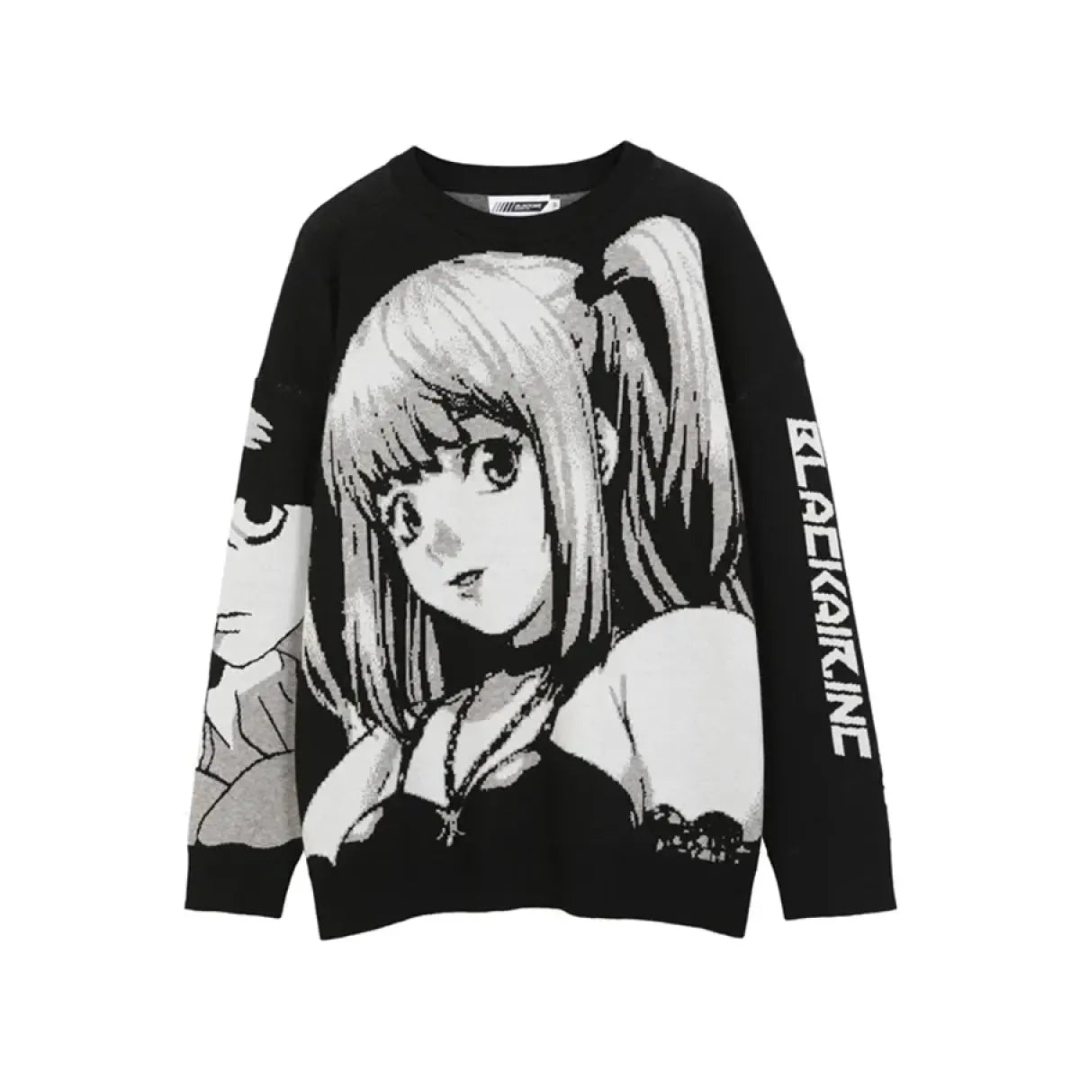 Manga Muse Knit Sweater β Monochrome Anime-Inspired Oversized Pullover