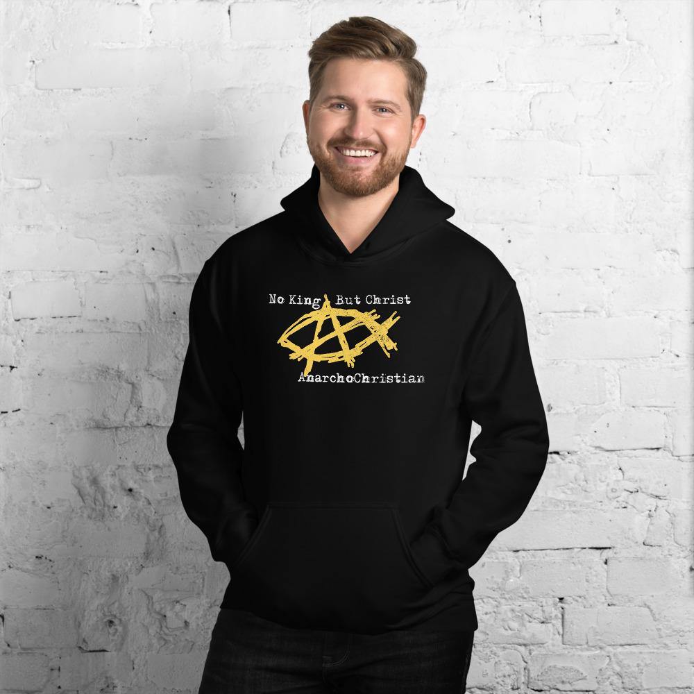 AnarchoChristian No King But Christ - Anarchist Jesus Fish Unisex Hoodie