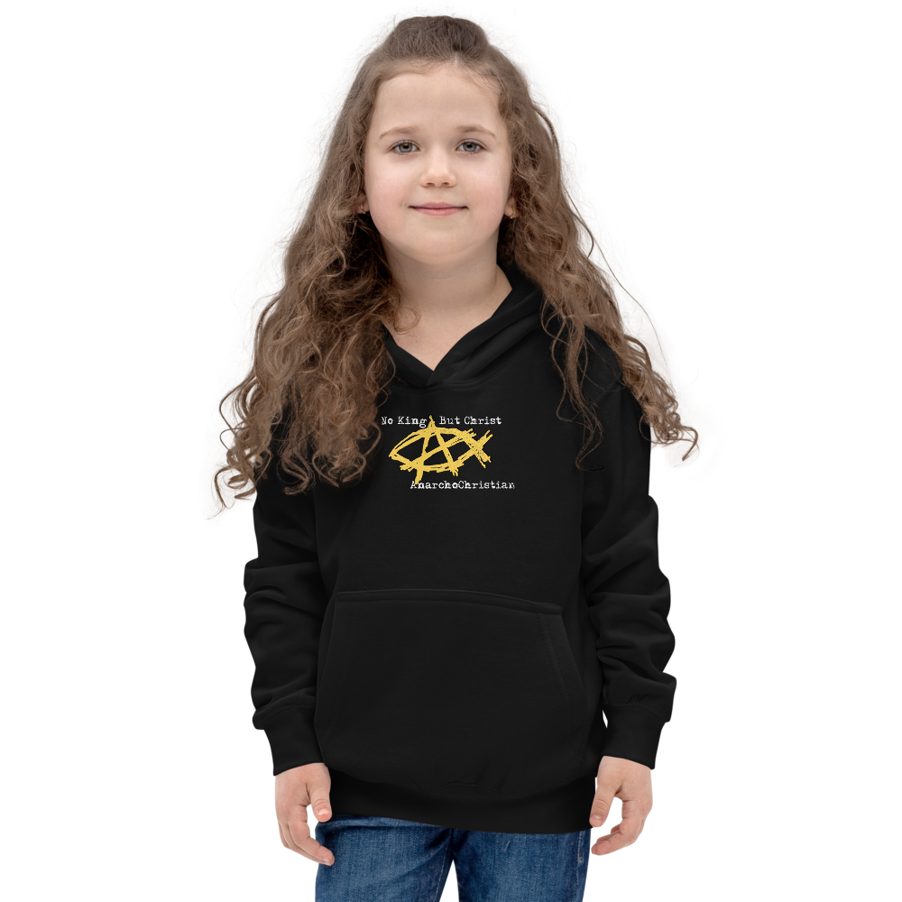 AnarchoChristian No King But Christ - Anarchist Jesus Fish Youth Kids Hoodie