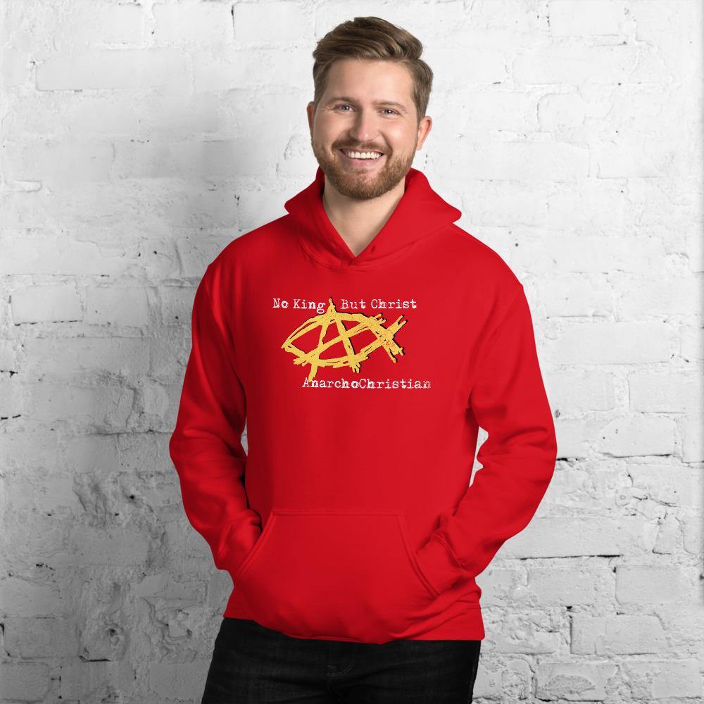 AnarchoChristian No King But Christ - Anarchist Jesus Fish Unisex Hoodie
